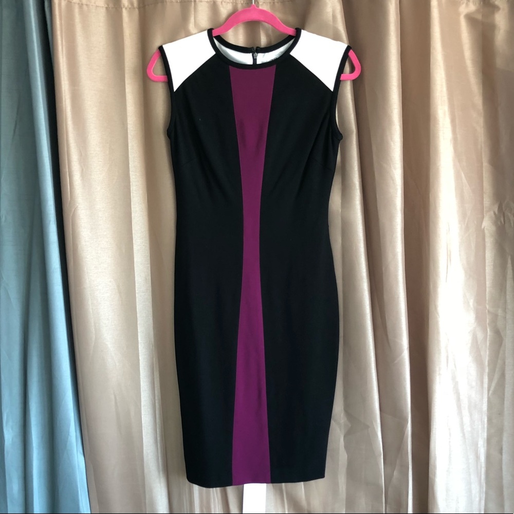 Cache Black and White Sheath Dress